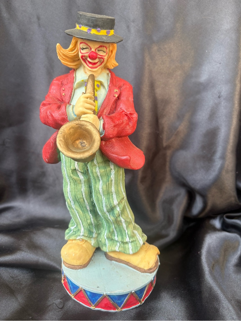 Vintage Circus Clown Playing Saxophone Figurine Resin Collectible Decor